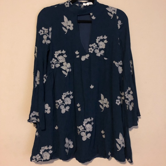 Turquoise Floral Tunic Dress - Picture 2 of 5